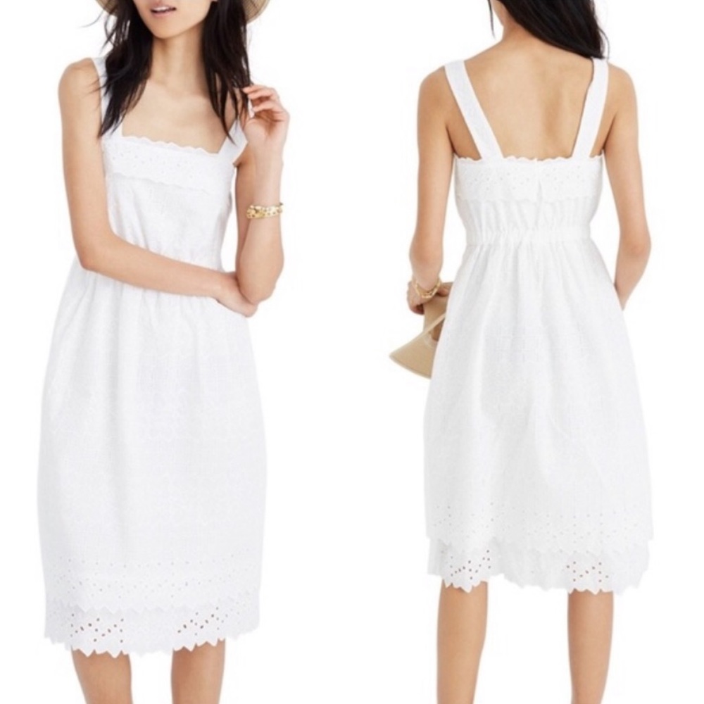 Sale! Madewell white tiered eyelet midi dress